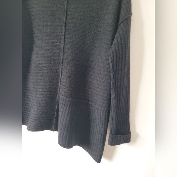 Elaine Kim 100% Cashmere Turtleneck Sweater Black Lagenlook Hanky Hem Medium - Picture 11 of 12